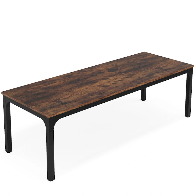 Bureau industriel pour 2 personnes, marron/blanc/noir, pieds en métal, double poste de travail