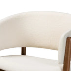 Fauteuil d'appoint bouclé crème et noyer, style Mid-Century, lot de 2