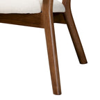 Fauteuil d'appoint bouclé crème et noyer, style Mid-Century, lot de 2