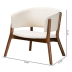 Fauteuil d'appoint bouclé crème et noyer, style Mid-Century, lot de 2