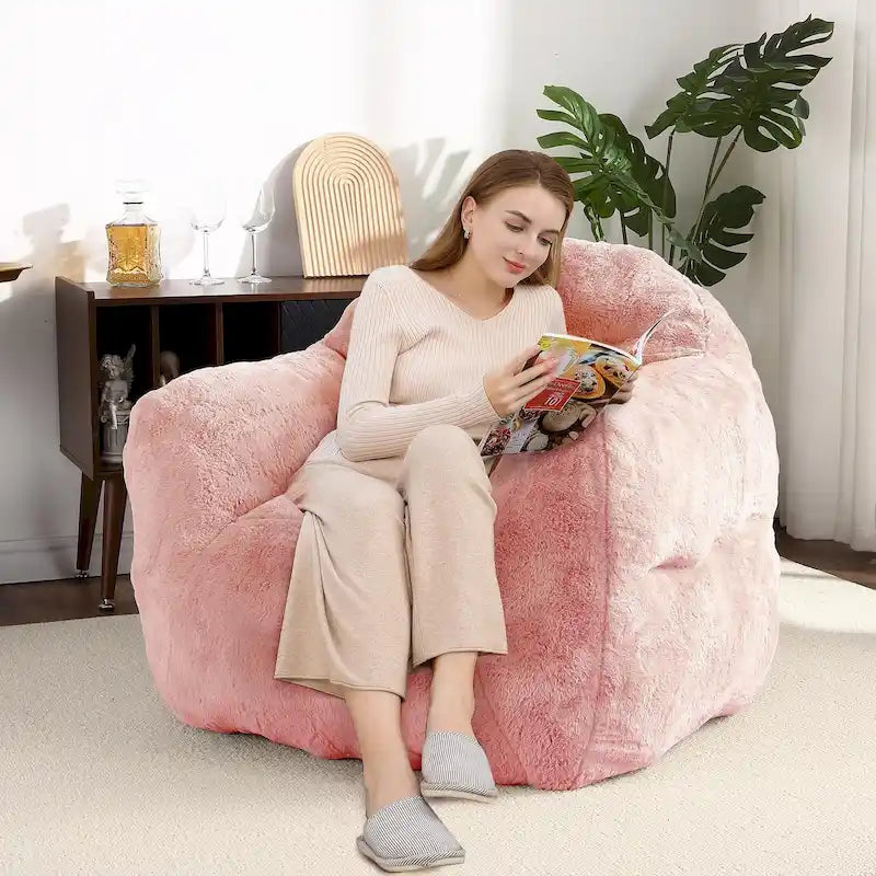 Fauteuil poire pour adultes et enfants – Gris foncé / Rose / Gris clair / Beige