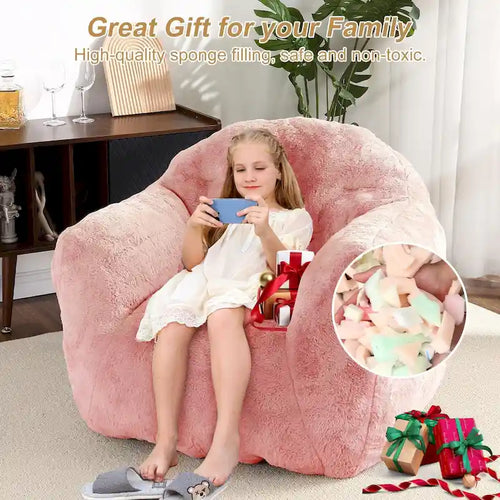 Fauteuil poire pour adultes et enfants – Gris foncé / Rose / Gris clair / Beige