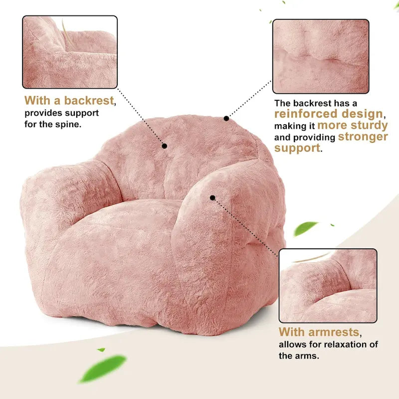 Fauteuil poire pour adultes et enfants – Gris foncé / Rose / Gris clair / Beige