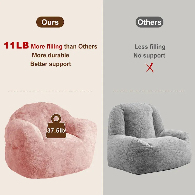 Fauteuil poire pour adultes et enfants – Gris foncé / Rose / Gris clair / Beige