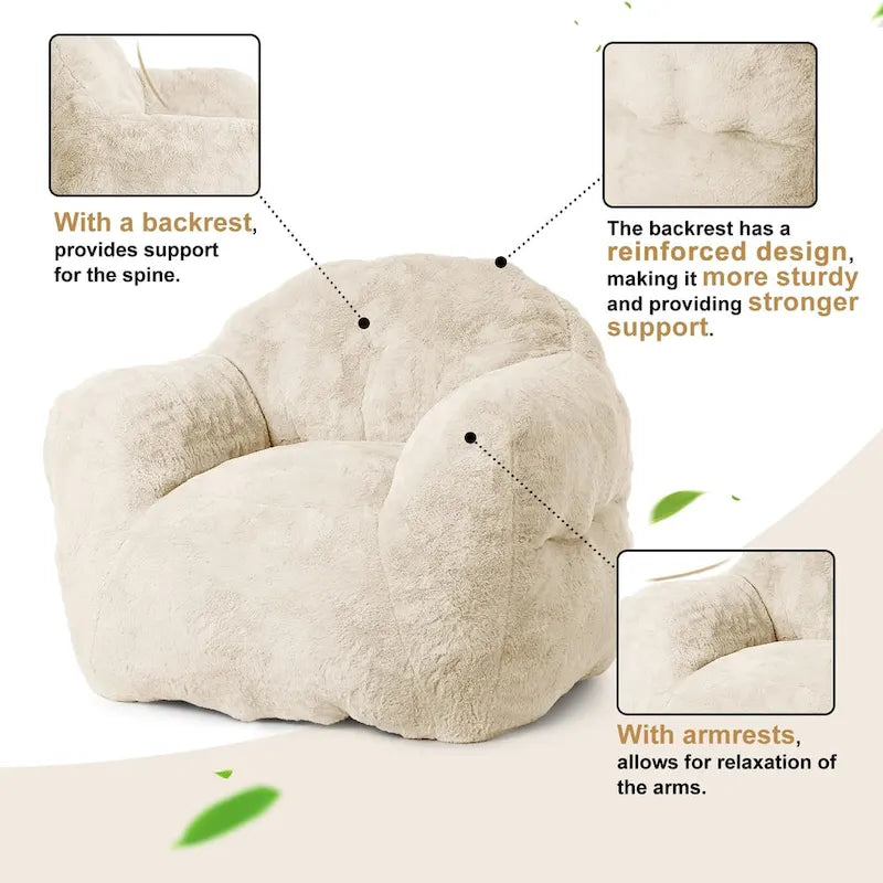 Fauteuil poire pour adultes et enfants – Gris foncé / Rose / Gris clair / Beige