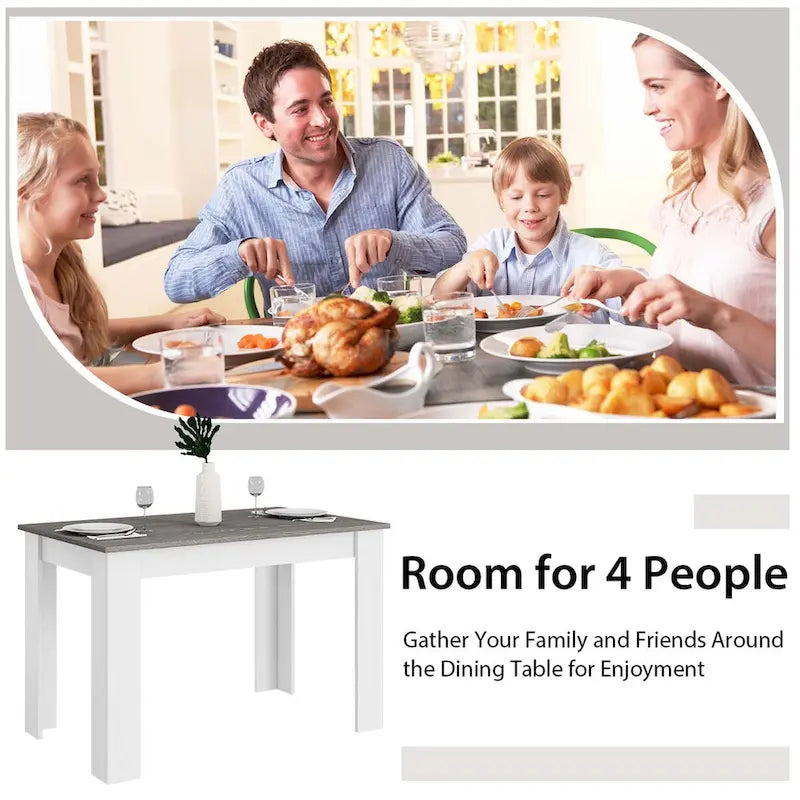 Ensemble de salle à manger rectangulaire 5 pièces blanc et marron pour 4 personnes