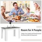 Ensemble de salle à manger rectangulaire 5 pièces blanc et marron pour 4 personnes