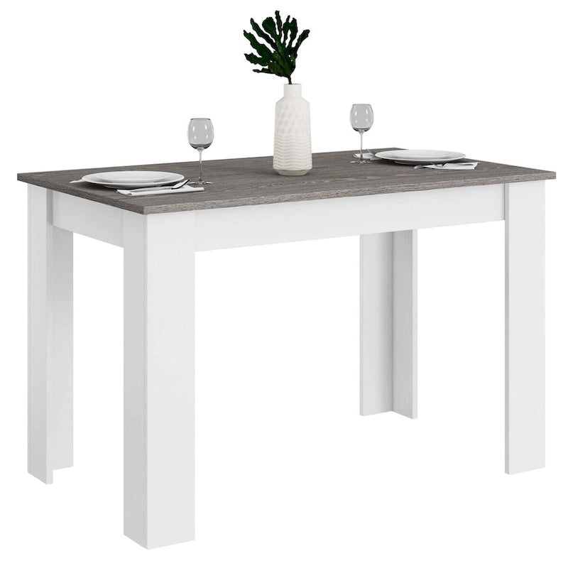 Ensemble de salle à manger rectangulaire 5 pièces blanc et marron pour 4 personnes