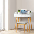 Coiffeuse blanche avec miroir et tabouret, 2 tiroirs, 1 personne