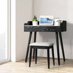 Coiffeuse blanche avec miroir et tabouret, 2 tiroirs, 1 personne