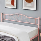 Lit Plateforme en Métal avec Tête de Lit à Barreaux – Noir / Rose / Or, Lit Simple / Double / Queen, pour 1 Personne