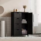Meuble bas de salle de bain à 4 tiroirs argent/blanc/noir/gris, 1 personne