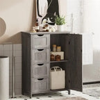 Meuble bas de salle de bain à 4 tiroirs argent/blanc/noir/gris, 1 personne