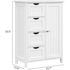 Meuble bas de salle de bain à 4 tiroirs argent/blanc/noir/gris, 1 personne
