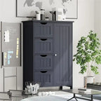 Meuble bas de salle de bain à 4 tiroirs argent/blanc/noir/gris, 1 personne