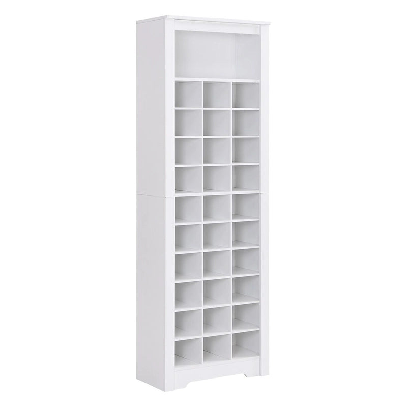 Meuble à chaussures haut Noir/Blanc/Marron Rustique – 30 casiers, convient aux foyers de 1 à 4 personnes