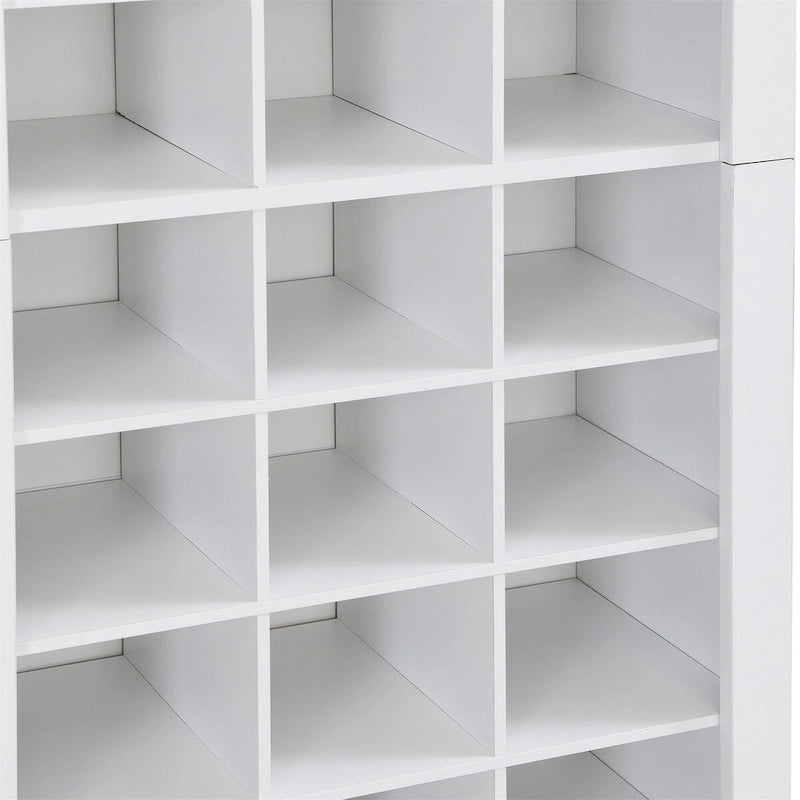 Meuble à chaussures haut Noir/Blanc/Marron Rustique – 30 casiers, convient aux foyers de 1 à 4 personnes