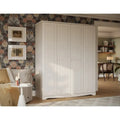 Armoire 4 portes – Blanc/Noir/Moka/Java, portes en bois massif ou miroir, pour 3