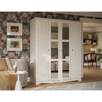 Armoire 4 portes – Blanc/Noir/Moka/Java, portes en bois massif ou miroir, pour 3