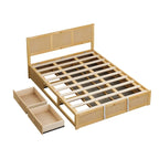 Lit plateforme Queen avec rangement hydraulique et 2 tiroirs — Blanc / Bois