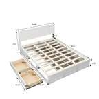 Lit plateforme Queen avec rangement hydraulique et 2 tiroirs — Blanc / Bois