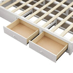 Lit plateforme Queen avec rangement hydraulique et 2 tiroirs — Blanc / Bois