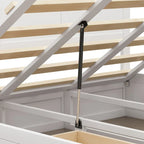 Lit plateforme Queen avec rangement hydraulique et 2 tiroirs — Blanc / Bois