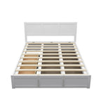Lit plateforme Queen avec rangement hydraulique et 2 tiroirs — Blanc / Bois
