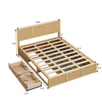 Lit plateforme Queen avec rangement hydraulique et 2 tiroirs — Blanc / Bois
