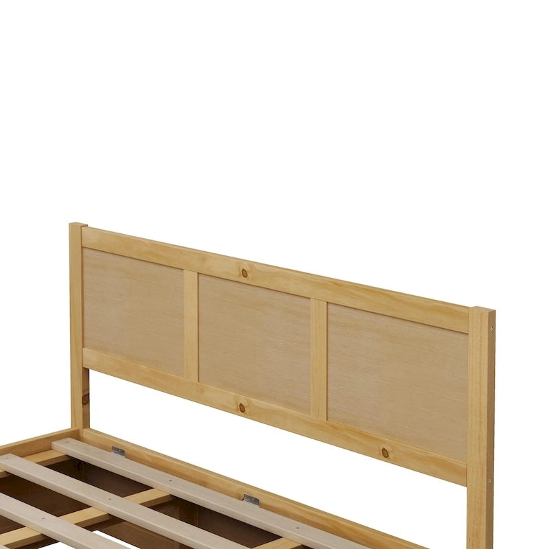 Lit plateforme Queen avec rangement hydraulique et 2 tiroirs — Blanc / Bois