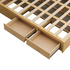 Lit plateforme Queen avec rangement hydraulique et 2 tiroirs — Blanc / Bois