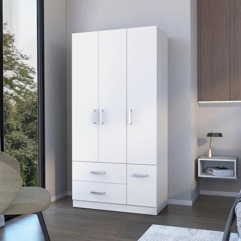 Douglas Armoire in melamine, two drawers, hanging rod - N/A