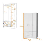 Armoire de chambre haute 4 portes 2 tiroirs noir et blanc