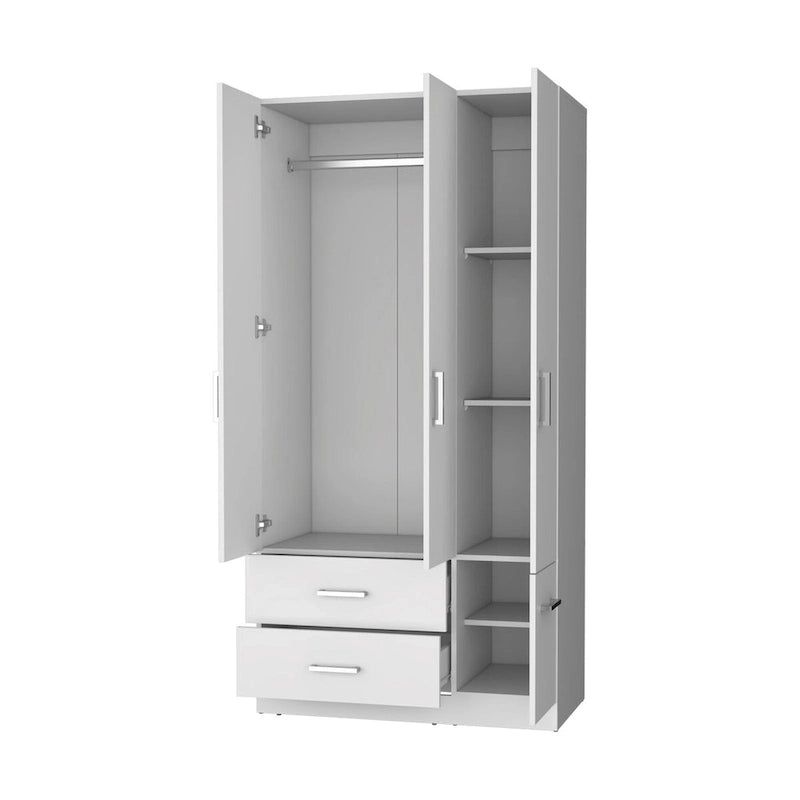 Armoire de chambre haute 4 portes 2 tiroirs noir et blanc