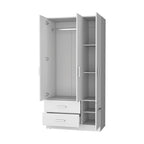 Armoire de chambre haute 4 portes 2 tiroirs noir et blanc