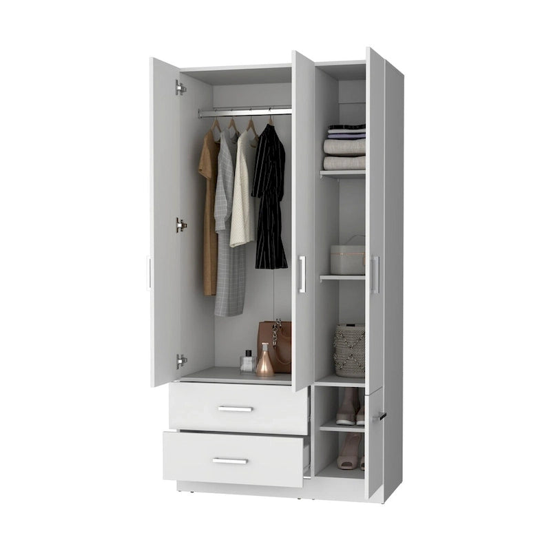 Armoire de chambre haute 4 portes 2 tiroirs noir et blanc