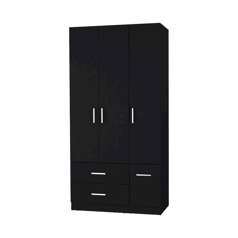 Armoire de chambre haute 4 portes 2 tiroirs noir et blanc