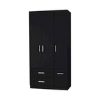 Armoire de chambre haute 4 portes 2 tiroirs noir et blanc