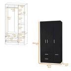 Armoire de chambre haute 4 portes 2 tiroirs noir et blanc