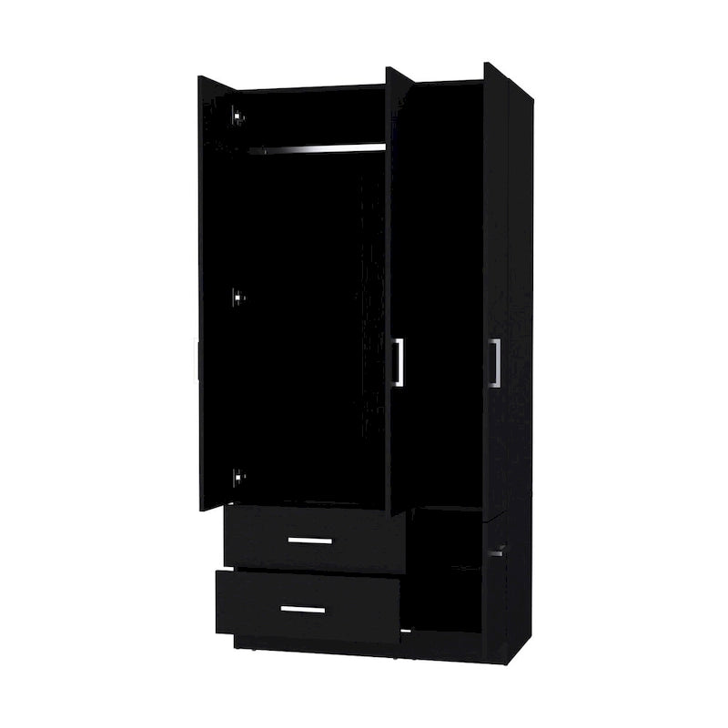 Armoire de chambre haute 4 portes 2 tiroirs noir et blanc