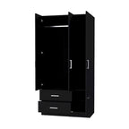 Armoire de chambre haute 4 portes 2 tiroirs noir et blanc