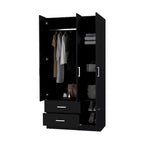 Armoire de chambre haute 4 portes 2 tiroirs noir et blanc