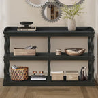 Table console à rangement ouvert à 3 niveaux – Blanc antique / Bleu marine / Noir