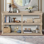 Table console à rangement ouvert à 3 niveaux – Blanc antique / Bleu marine / Noir