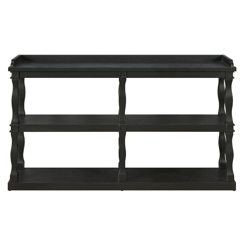Table console à rangement ouvert à 3 niveaux – Blanc antique / Bleu marine / Noir