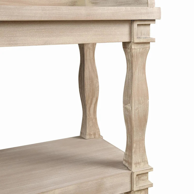 Table console à rangement ouvert à 3 niveaux – Blanc antique / Bleu marine / Noir