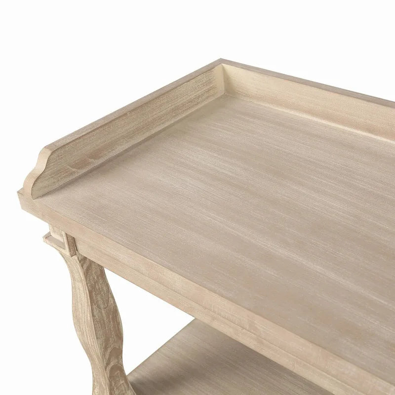 Table console à rangement ouvert à 3 niveaux – Blanc antique / Bleu marine / Noir