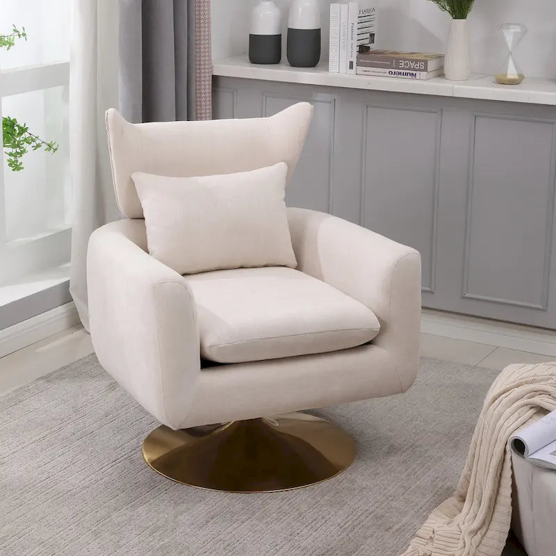 Fauteuil pivotant à 360°, style Mid-century, une place — Beige / Rose / Bleu / Blanc