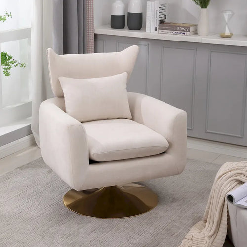 Fauteuil pivotant à 360°, style Mid-century, une place — Beige / Rose / Bleu / Blanc