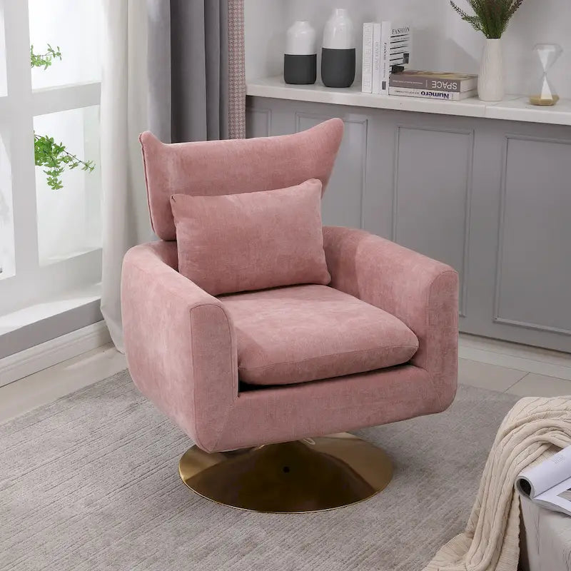 Fauteuil pivotant à 360°, style Mid-century, une place — Beige / Rose / Bleu / Blanc